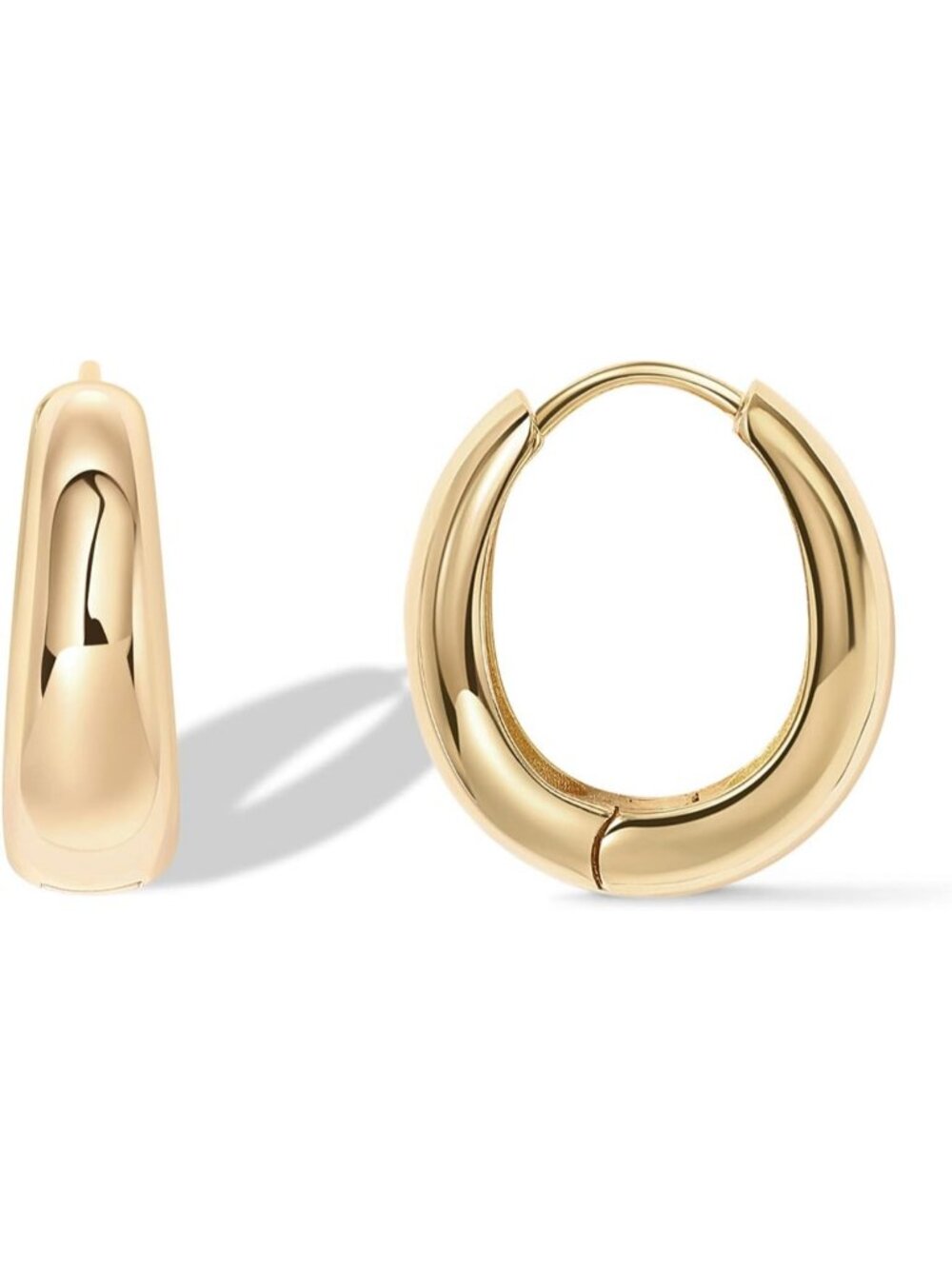 Women's 14K Gold Plated Small Chunky Hoop Earrings Huggie Jewelry Gift